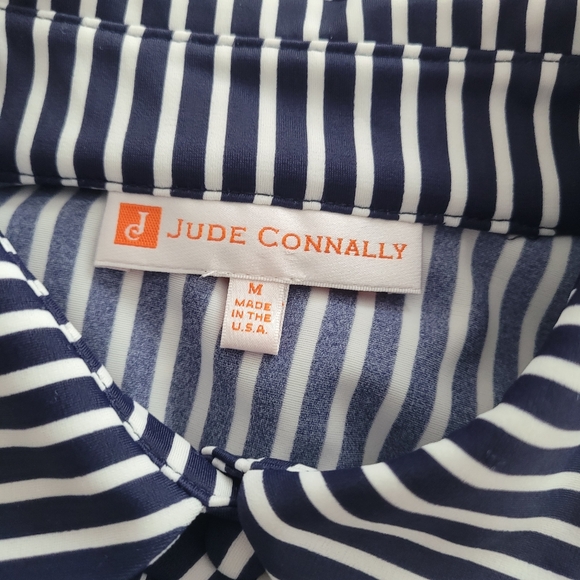 Jude Connally Midi Dress Women Medium Blue White Stripe Sleeveless Nylon Spandex - Picture 7 of 8